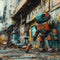 Kate Dessin animé Futuriste Robot Urbain Rue Toile de fond conçue par Emetselch - Kate Backdrop FR