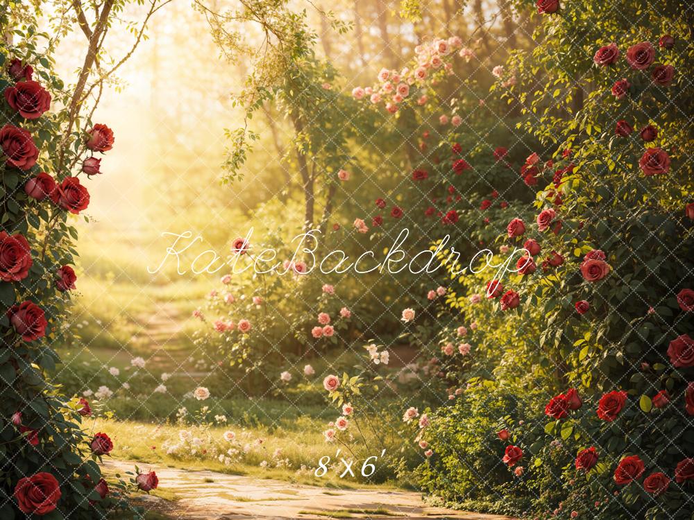 Kate Saint Valentin Jardin Soleil Roses Toile de fond conçue par Emetselch - Kate Backdrop FR