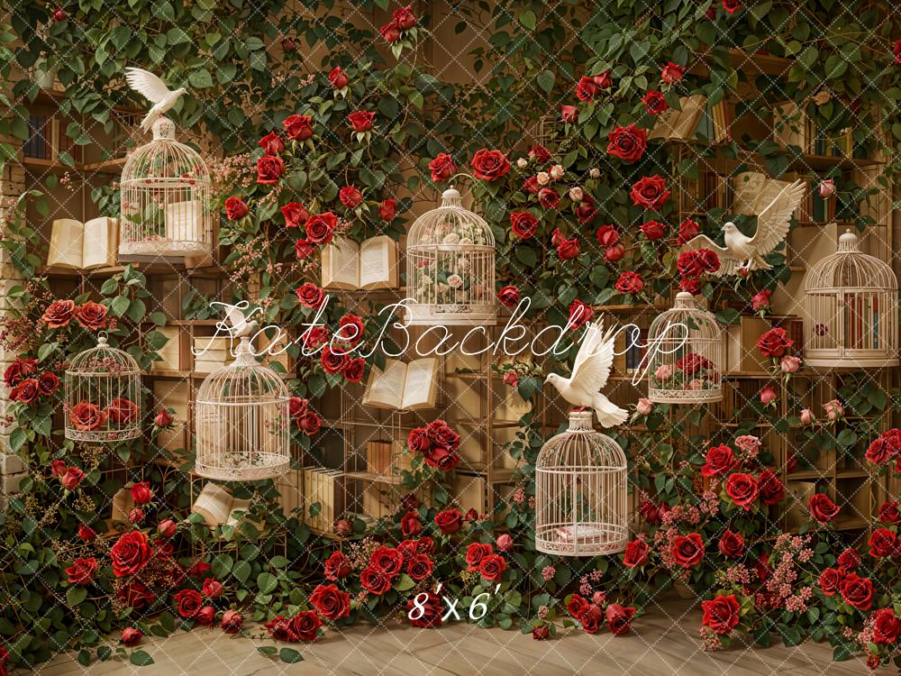 Kate Saint Valentin Roses Cage à oiseaux Toile de fond conçue par Emetselch - Kate Backdrop FR