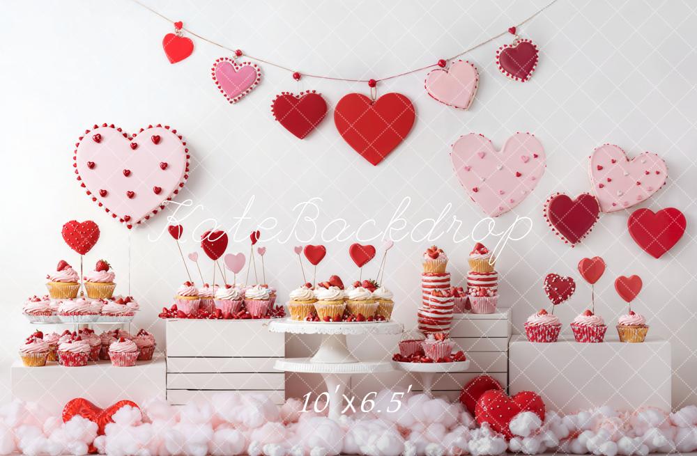 Kate Saint Valentin Petit Gâteau Dessert Rouge Toile de fond conçue par Emetselch - Kate Backdrop FR