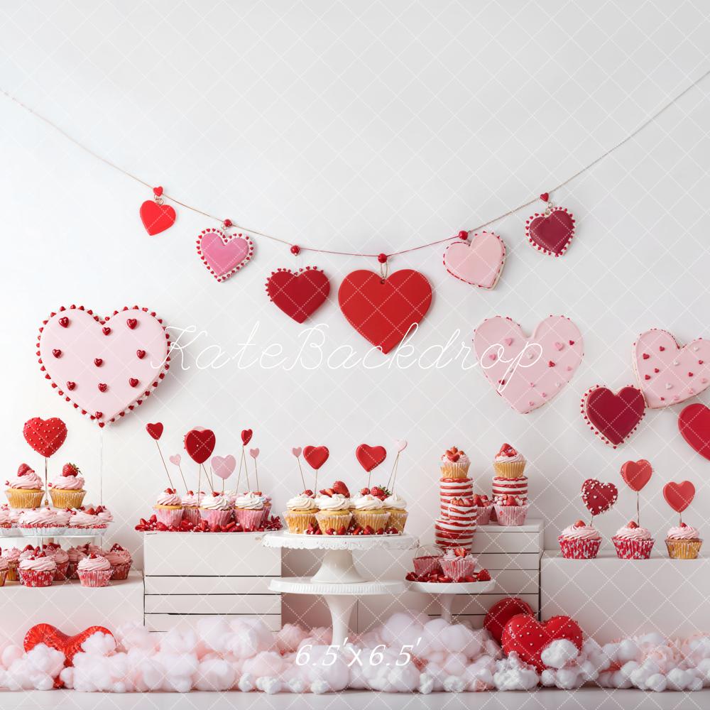 Kate Saint Valentin Petit Gâteau Dessert Rouge Toile de fond conçue par Emetselch - Kate Backdrop FR