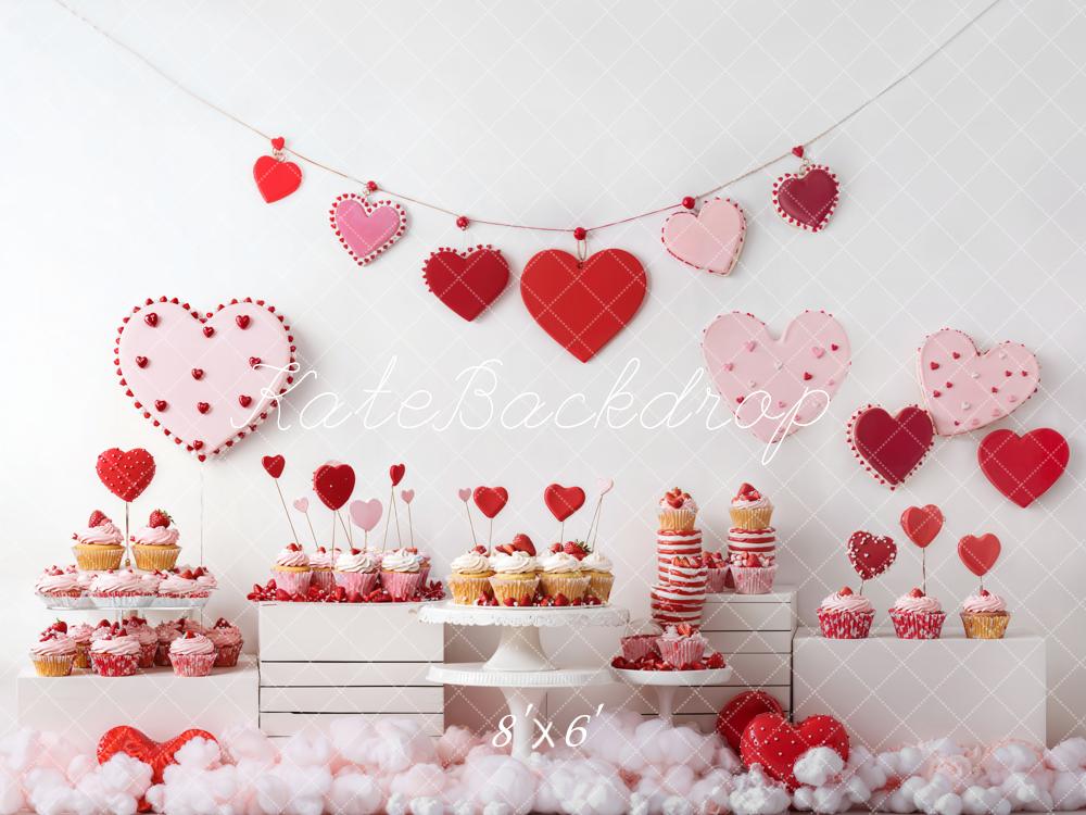 Kate Saint Valentin Petit Gâteau Dessert Rouge Toile de fond conçue par Emetselch - Kate Backdrop FR