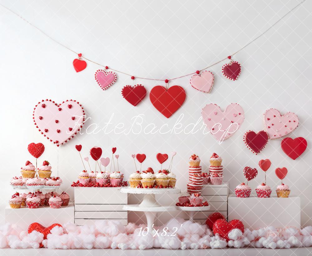 Kate Saint Valentin Petit Gâteau Dessert Rouge Toile de fond conçue par Emetselch - Kate Backdrop FR