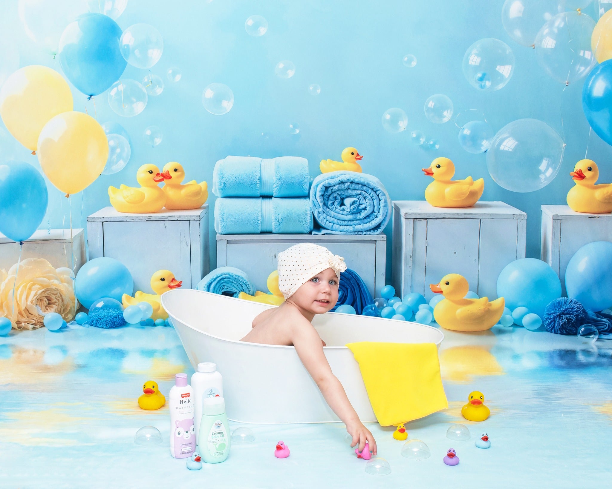 Kate Cake smash Canard Ballon Douche Toile de fond conçue par Emetselch - Kate Backdrop FR