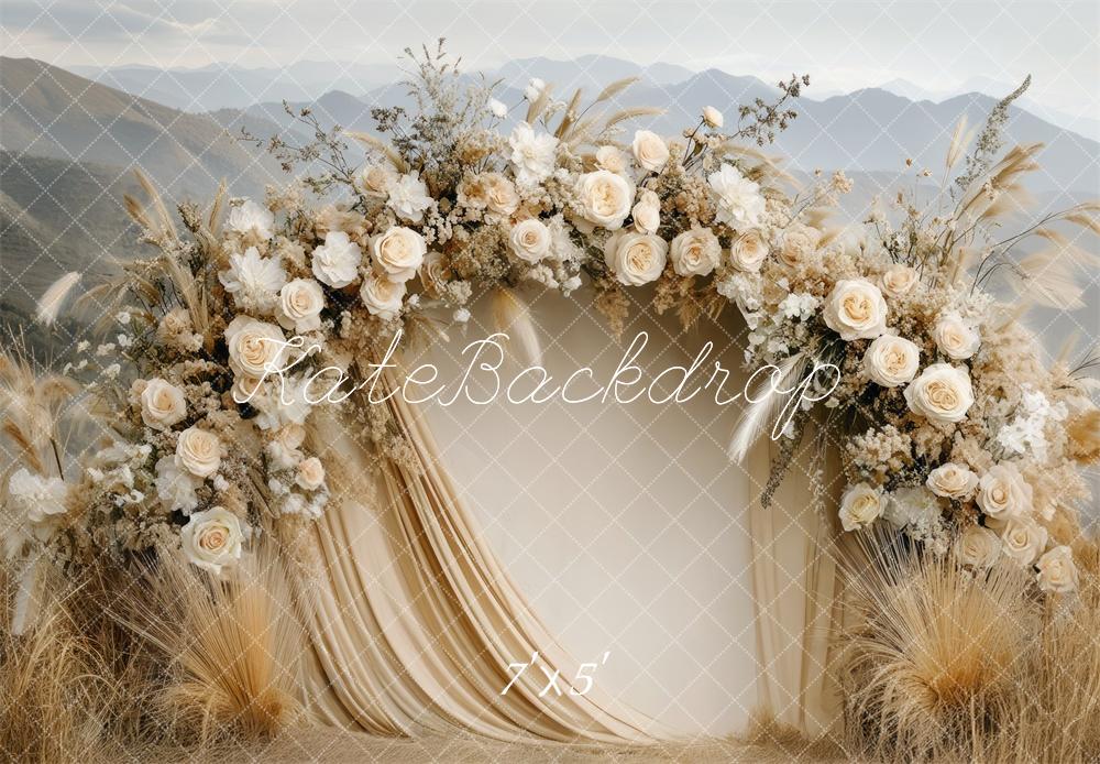 Kate Bohème Arche Florale Beige Mariage Toile de fond conçue par Mini MakeBelieve - Kate Backdrop FR
