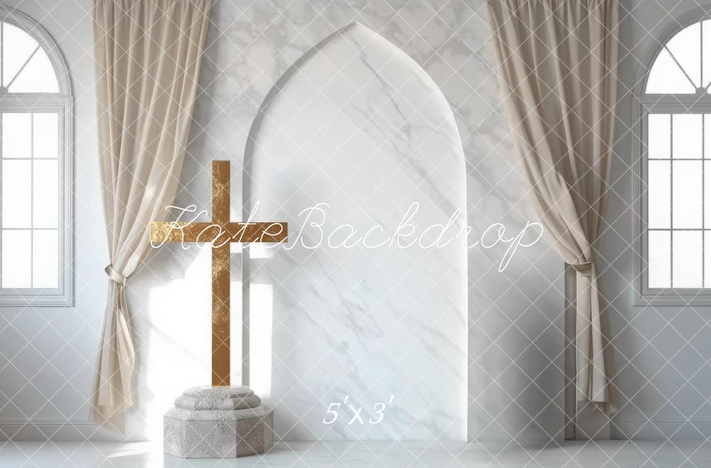 Kate Mariage Église Croix Marbre Arche Toile de fond conçue par Mini MakeBelieve - Kate Backdrop FR
