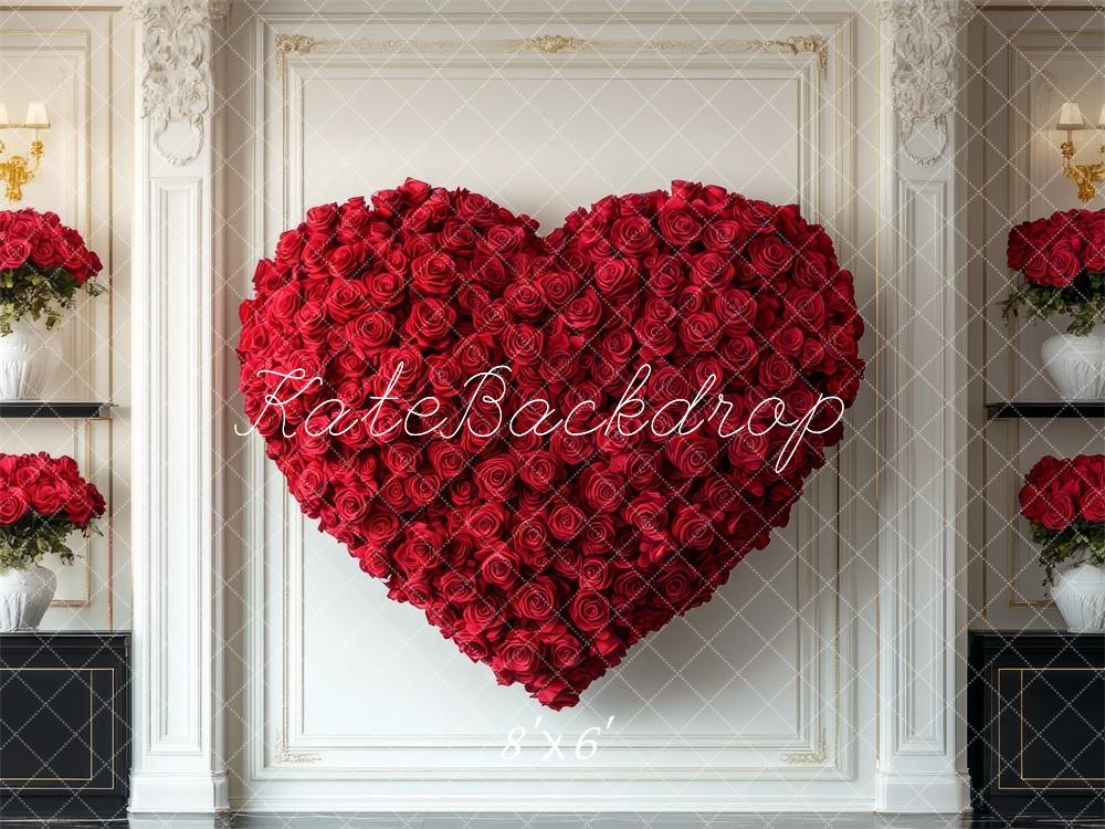 Kate Saint Valentin Roses Rouge Cœur Rétro Toile de fond conçue par Mini MakeBelieve - Kate Backdrop FR