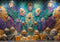 Kate Mardi Gras Plume de Paon Masque Mur Toile de fond conçue par Mini MakeBelieve - Kate Backdrop FR