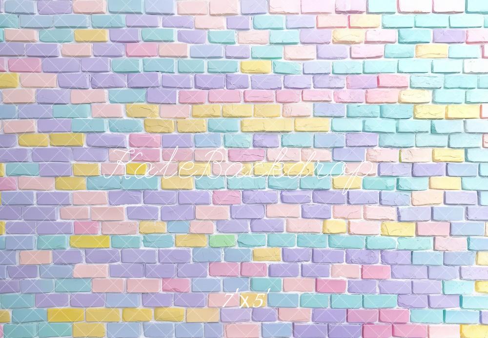 Kate Pastel Mur de briques Enfant Toile de fond conçue par Mini MakeBelieve - Kate Backdrop FR