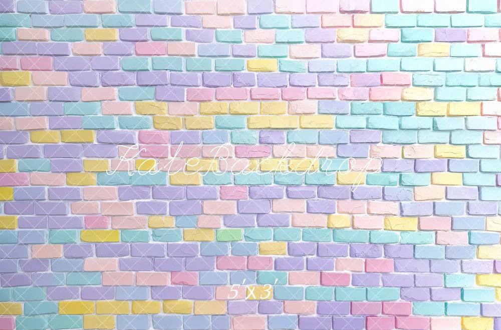 Kate Pastel Mur de briques Enfant Toile de fond conçue par Mini MakeBelieve - Kate Backdrop FR