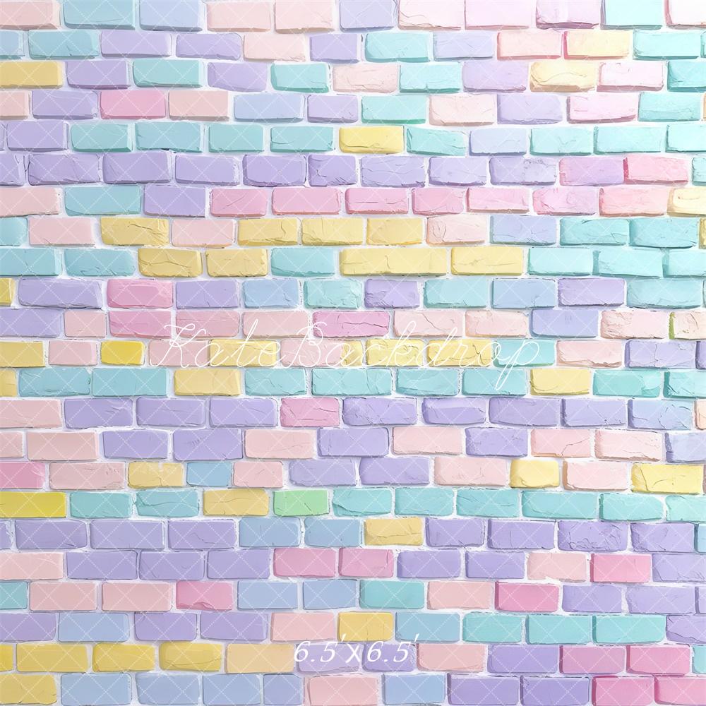 Kate Pastel Mur de briques Enfant Toile de fond conçue par Mini MakeBelieve - Kate Backdrop FR