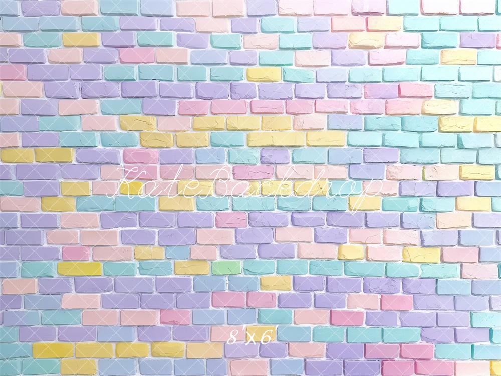 Kate Pastel Mur de briques Enfant Toile de fond conçue par Mini MakeBelieve - Kate Backdrop FR