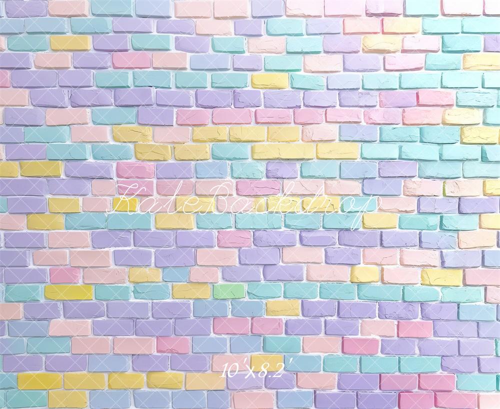 Kate Pastel Mur de briques Enfant Toile de fond conçue par Mini MakeBelieve - Kate Backdrop FR