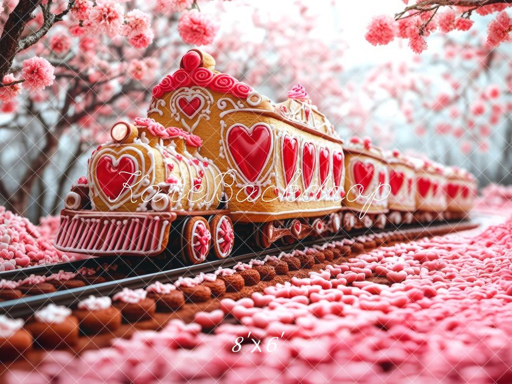 Kate Saint Valentin Train de Biscuits Fleurs Toile de fond conçue par Mini MakeBelieve - Kate Backdrop FR