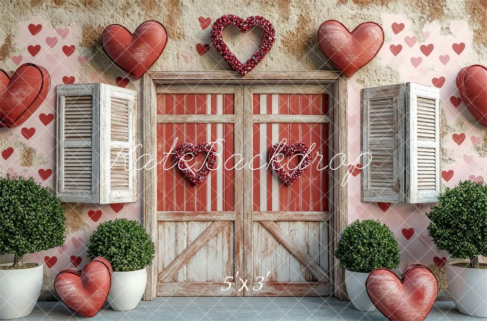 Kate Saint Valentin Cœur Porte Rustique Toile de fond conçue par Mini MakeBelieve - Kate Backdrop FR
