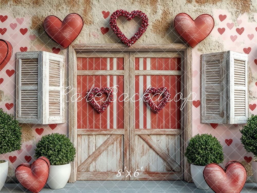 Kate Saint Valentin Cœur Porte Rustique Toile de fond conçue par Mini MakeBelieve - Kate Backdrop FR