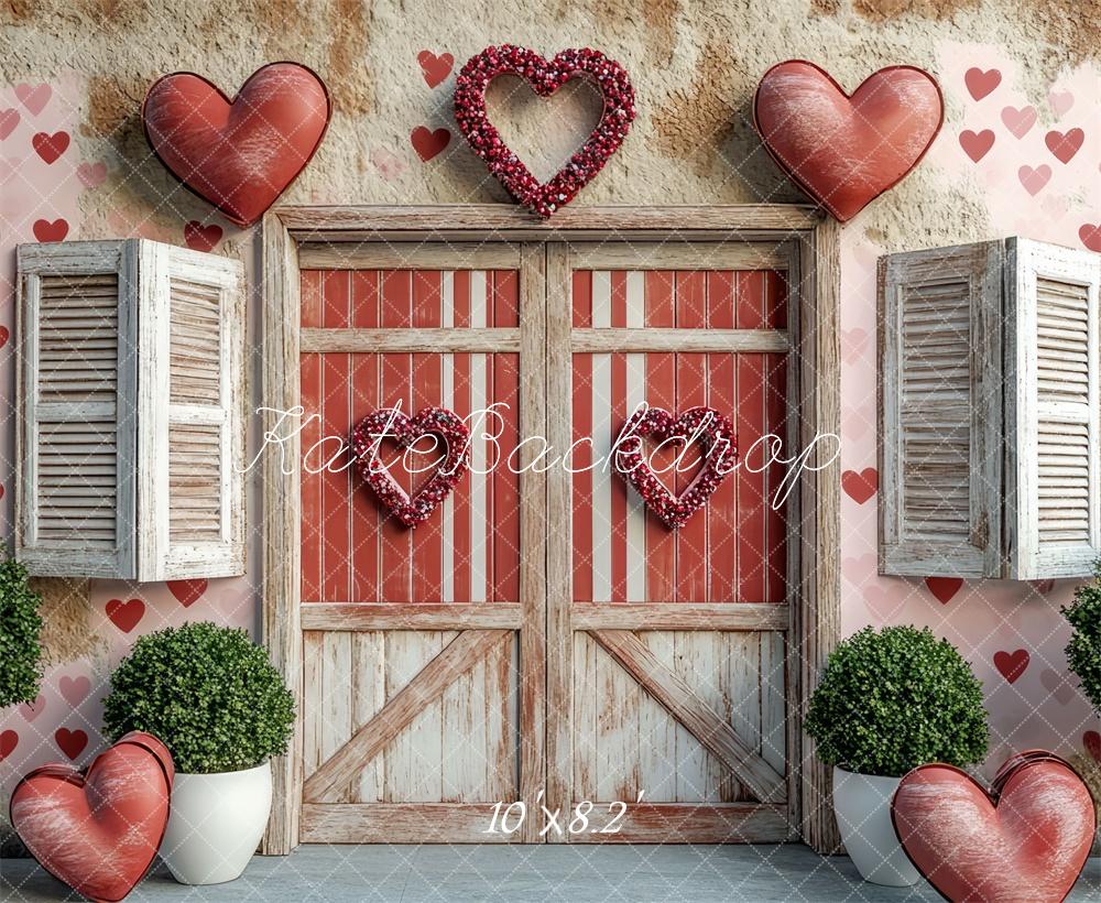 Kate Saint Valentin Cœur Porte Rustique Toile de fond conçue par Mini MakeBelieve - Kate Backdrop FR