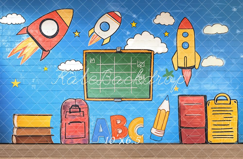 Kate Cake Smash Graffiti Roquettes Scolaire Toile de fond conçue par Emetselch - Kate Backdrop FR