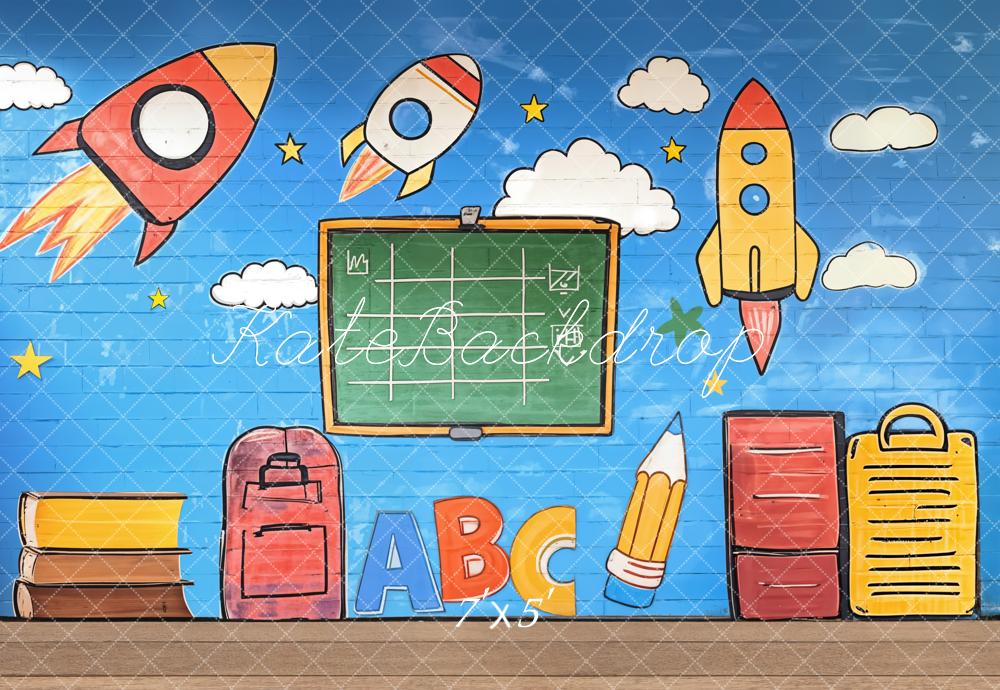 Kate Cake Smash Graffiti Roquettes Scolaire Toile de fond conçue par Emetselch - Kate Backdrop FR
