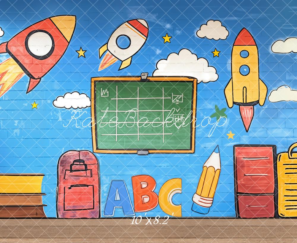 Kate Cake Smash Graffiti Roquettes Scolaire Toile de fond conçue par Emetselch - Kate Backdrop FR