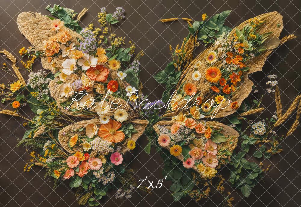 Kate Nouveau-né Fleurs Papillon Ailes Mue/Sol Toile de fond conçue par Emetselch - Kate Backdrop FR