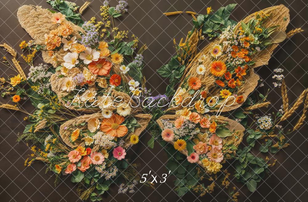 Kate Nouveau-né Fleurs Papillon Ailes Mue/Sol Toile de fond conçue par Emetselch - Kate Backdrop FR