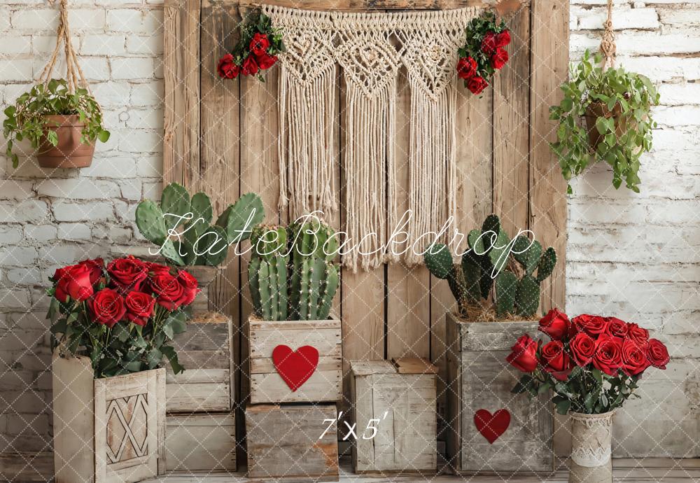Kate Saint Valentin Bohème Cactus Rustique Toile de fond conçue par Emetselch - Kate Backdrop FR