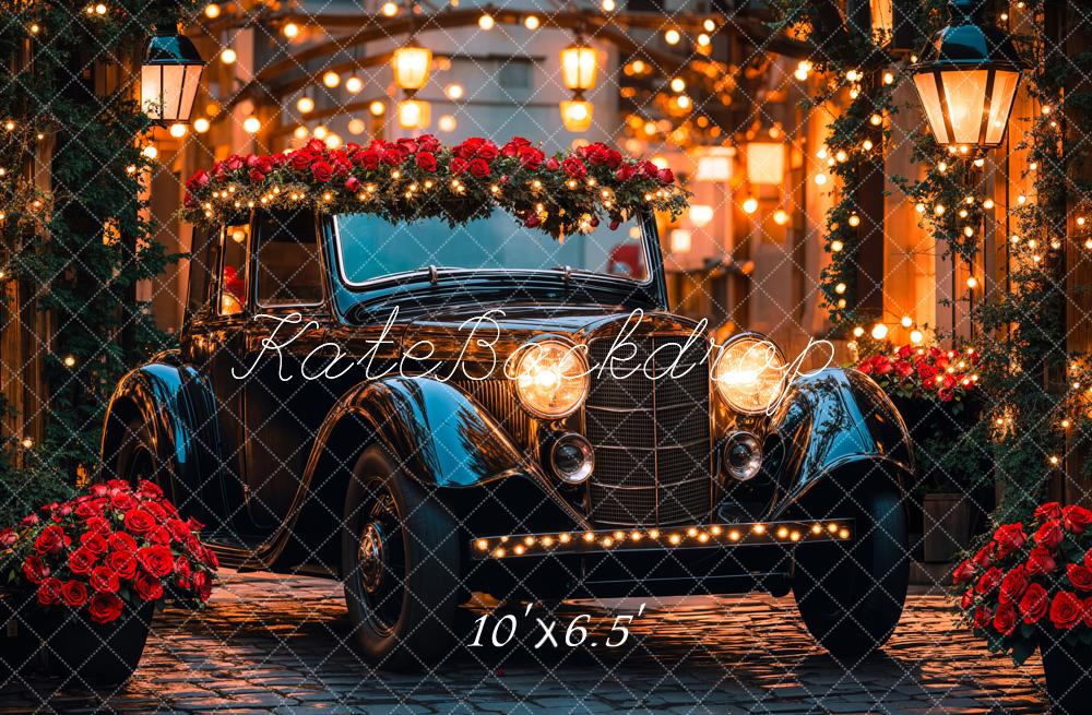Kate Saint Valentin Voiture Roses Lumière Toile de fond conçue par Emetselch - Kate Backdrop FR