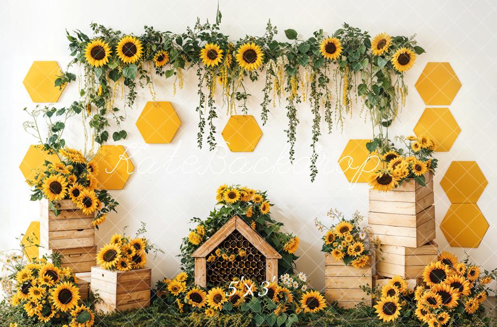 Kate Printemps Tournesol Jardin Nid d'abeille Toile de fond conçue par Emetselch - Kate Backdrop FR