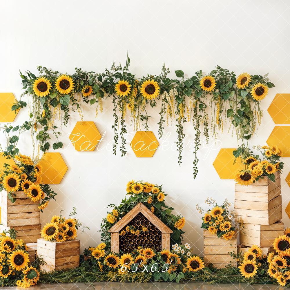 Kate Printemps Tournesol Jardin Nid d'abeille Toile de fond conçue par Emetselch - Kate Backdrop FR
