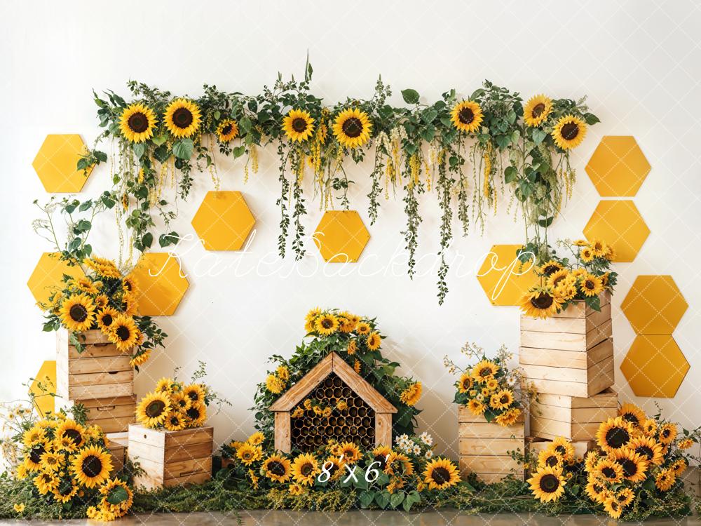 Kate Printemps Tournesol Jardin Nid d'abeille Toile de fond conçue par Emetselch - Kate Backdrop FR