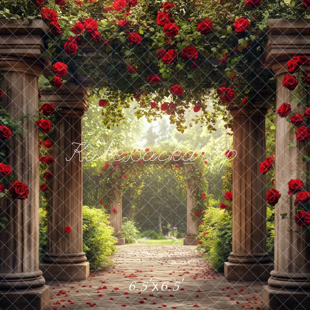Kate Romantique Jardin Arche Roses Allée Toile de fond conçue par Patty Roberts - Kate Backdrop FR