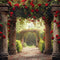 Kate Romantique Jardin Arche Roses Allée Toile de fond conçue par Patty Roberts - Kate Backdrop FR