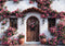 Kate Printemps Chalet Porte Roses Ensoleillé Toile de fond conçue par Patty Roberts - Kate Backdrop FR