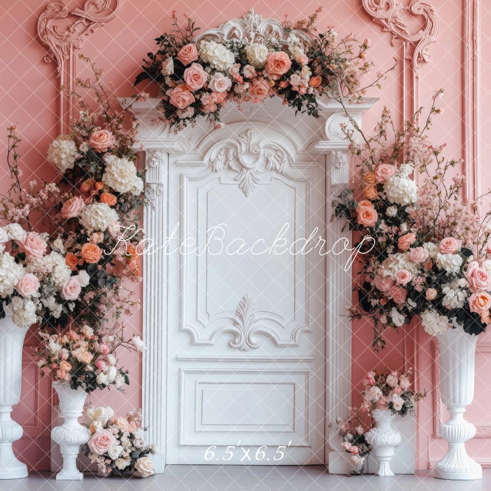 Kate Saint Valentin Roses Colonnes Mur Rétro Toile de fond conçue par Patty Roberts - Kate Backdrop FR
