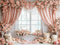 Kate Saint Valentin Fenêtre Nounours Rose Fleurs Toile de fond conçue par Patty Roberts - Kate Backdrop FR