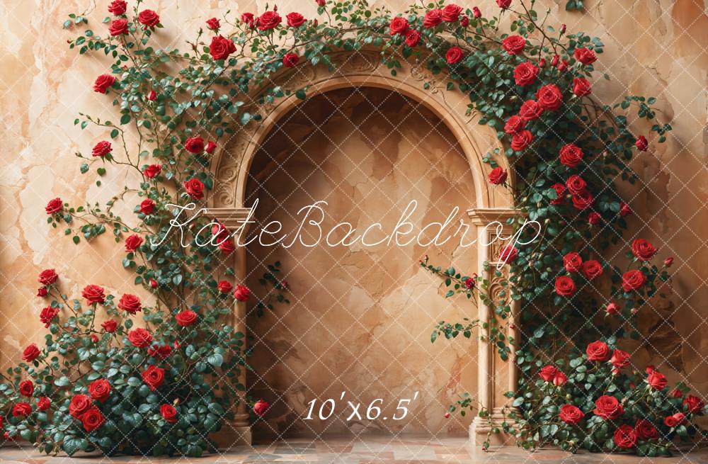 Kate Saint Valentin Roses Arche Floral Marron Toile de fond conçue par Emetselch - Kate Backdrop FR