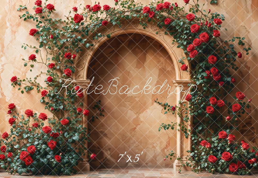 Kate Saint Valentin Roses Arche Floral Marron Toile de fond conçue par Emetselch - Kate Backdrop FR