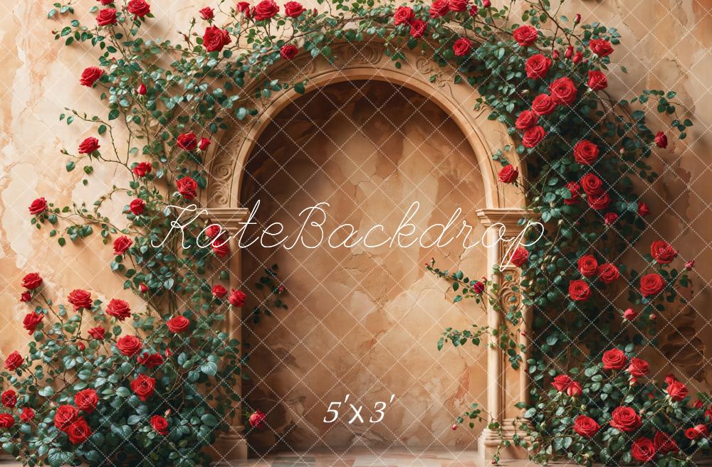 Kate Saint Valentin Roses Arche Floral Marron Toile de fond conçue par Emetselch - Kate Backdrop FR