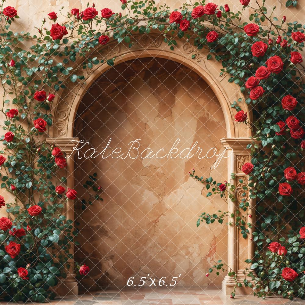 Kate Saint Valentin Roses Arche Floral Marron Toile de fond conçue par Emetselch - Kate Backdrop FR
