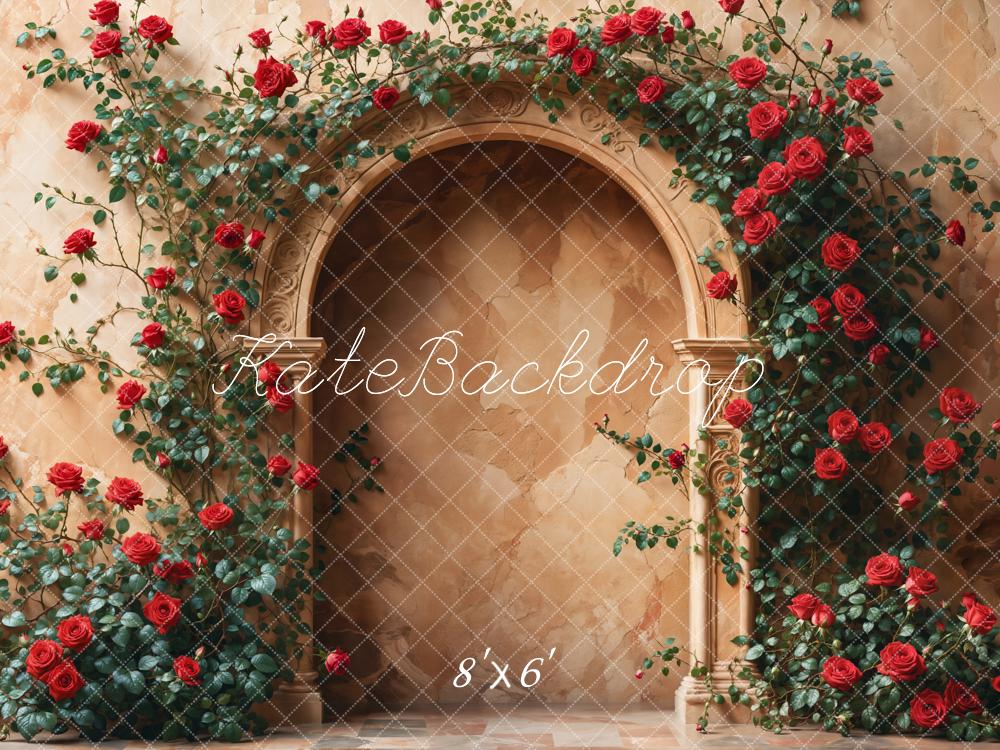 Kate Saint Valentin Roses Arche Floral Marron Toile de fond conçue par Emetselch - Kate Backdrop FR