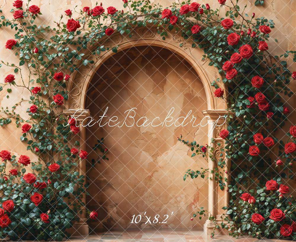 Kate Saint Valentin Roses Arche Floral Marron Toile de fond conçue par Emetselch - Kate Backdrop FR