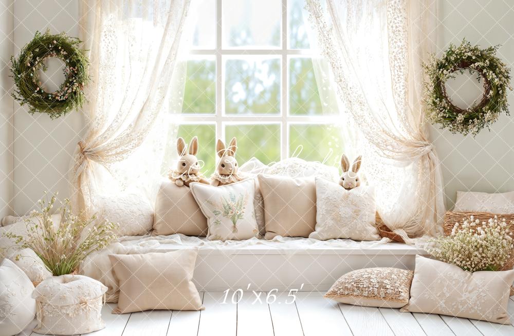 Kate Pâques Lapin Fenêtre Canapé Blanc Toile de fond conçue par Emetselch - Kate Backdrop FR
