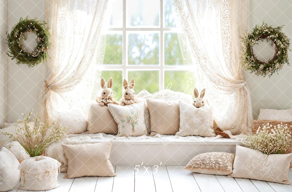 Kate Pâques Lapin Fenêtre Canapé Blanc Toile de fond conçue par Emetselch - Kate Backdrop FR