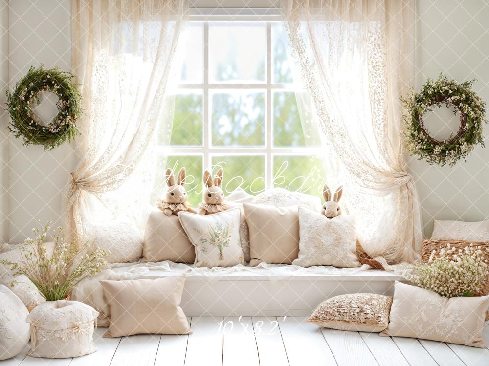 Kate Pâques Lapin Fenêtre Canapé Blanc Toile de fond conçue par Emetselch - Kate Backdrop FR