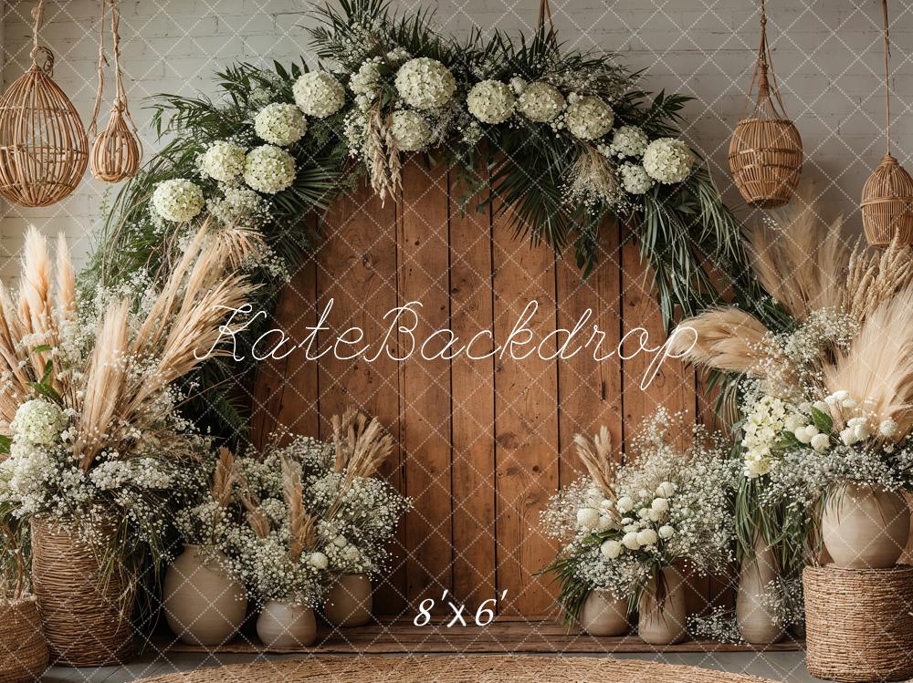Kate Bohème Fleur Arche Porte en bois Toile de fond conçue par Emetselch - Kate Backdrop FR