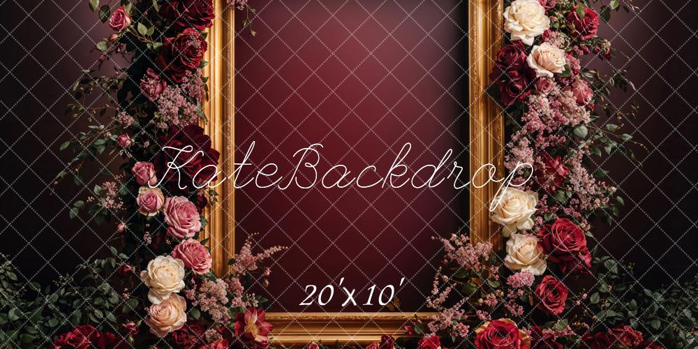 Kate Fête des mères Fleurs Cadre Bordeaux Toile de fond conçue par Emetselch - Kate Backdrop FR