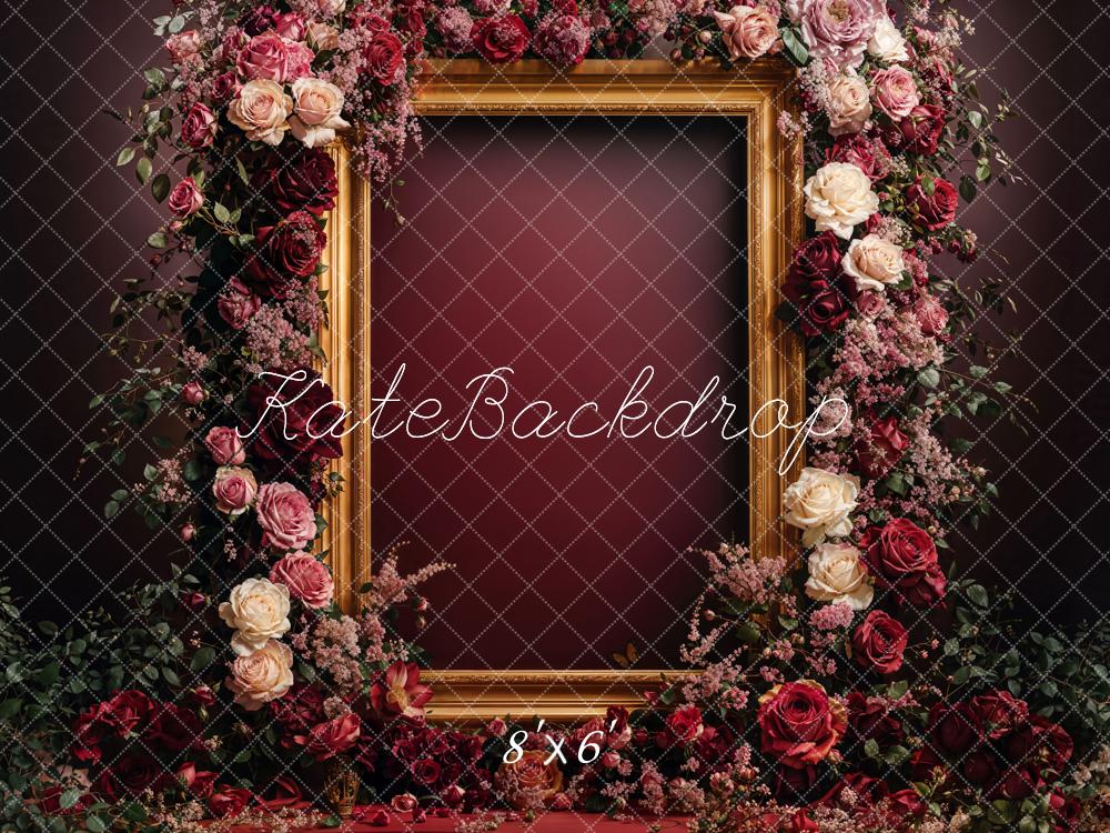 Kate Fête des mères Fleurs Cadre Bordeaux Toile de fond conçue par Emetselch - Kate Backdrop FR