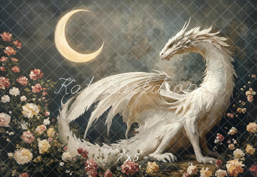 Kate Fantastique Dragon Lune Fleurs Toile de fond conçue par Emetselch - Kate Backdrop FR