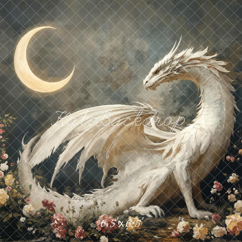 Kate Fantastique Dragon Lune Fleurs Toile de fond conçue par Emetselch - Kate Backdrop FR
